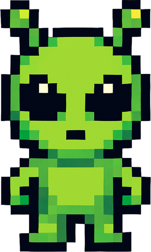 allien pixel.
In-Game asset.  2d.  High contrast.  No shadows