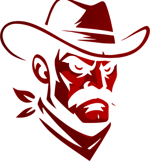 2d edgy red themed hostile cowboy character head