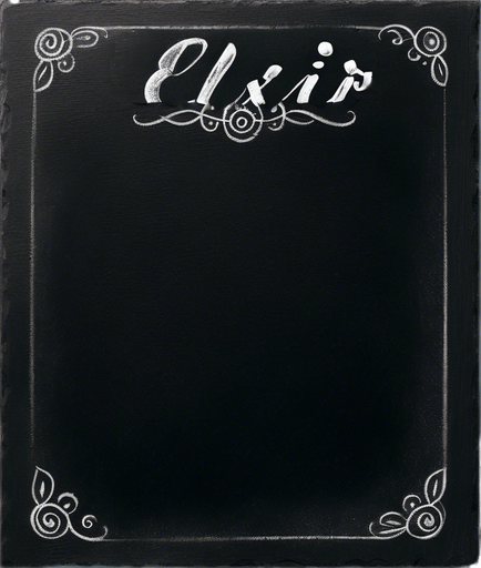 Word "ELIXIR" written in chalk