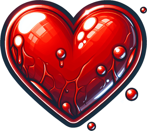 Heart illustration red shinny.
Single Game Texture.  2d.  Blank background.  High contrast.  No shadows