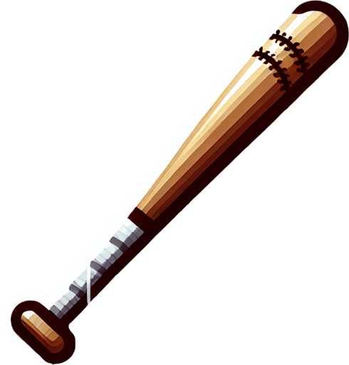 a baseball bat.
Single Game Texture.  In-Game asset.  2d.  Blank background.  High contrast.  No shadows