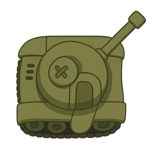 a bird's eye view of a tank . No background. Transparent background. Blank background. No shadows. 2d. In-Game asset. flat