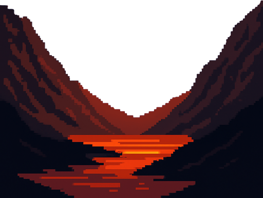 Sunset between the mountains ( natural) piksel art.
In-Game asset.  2d.  High contrast.  No shadows