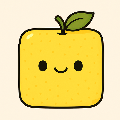 Perfectly square yellow lemon. Cartoon style. Cute art style. Simple vector style.