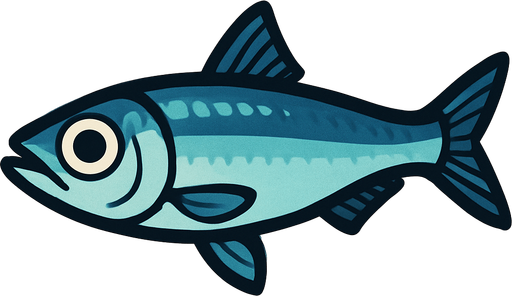 A blueish Anchovy.
In-Game asset.  2d.  High contrast.  No shadows