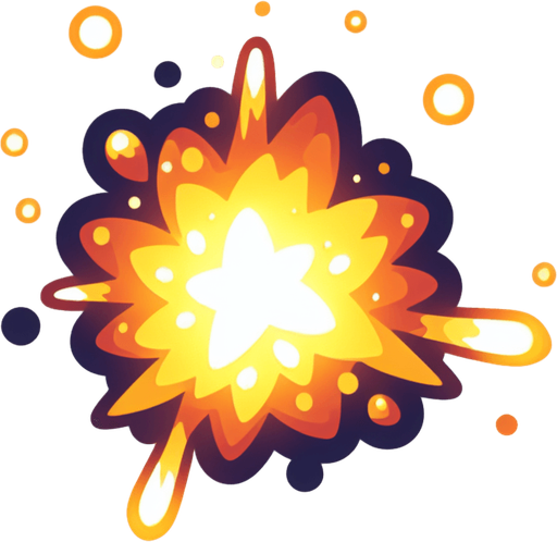 A bright spark. Cartoon.
Single Game Texture.  In-Game asset.  2d.  Blank background.  High contrast.  No shadows