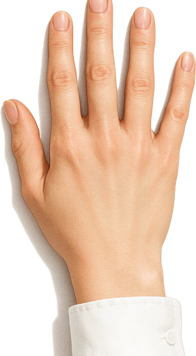 Mano de una persona femenina con camisa blanca vista desde arriba con un estilo realista.
In-Game asset.  2d.  High contrast.  No shadows