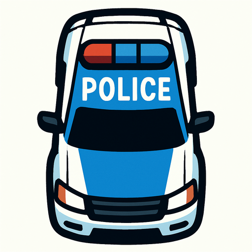 Kuş bakışı polis aracı.
In-Game asset.  2d.  High contrast.  No shadows