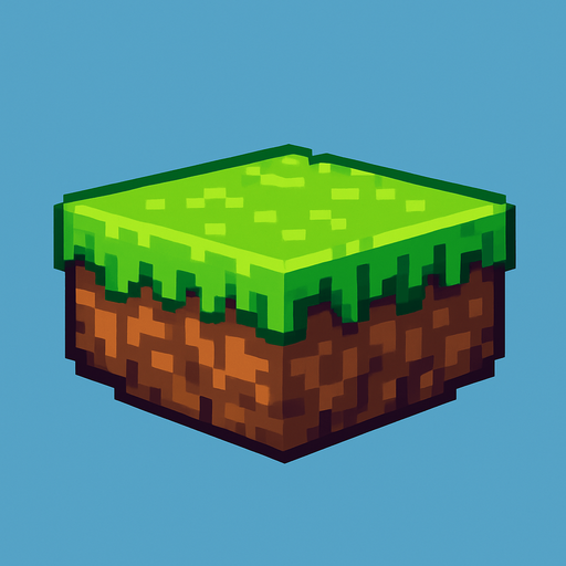 Plataforma flotante con pasto ensima y tierra debajo pixelada.
In-Game asset.  2d.  High contrast.  No shadows