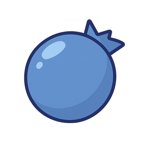 blue berry. transparent. not realistic.
. No background. Transparent background. Blank background. No shadows. 2d. In-Game asset. flat