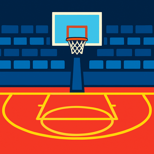 fondo de una cancha de baloncesto animada.
In-Game asset.  2d.  High contrast.  No shadows