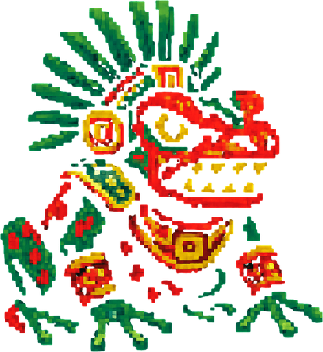 Genérame una Rana de dardo venenosa guerra azteca con eso patrones estilo pixelar, con una apariencia maligna.
In-Game asset.  2d.  High contrast.  No shadows