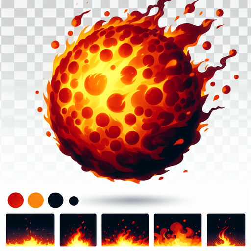 Fireball.
Single Game Texture. In-Game asset. 2d. Blank background. High contrast. No shadows.