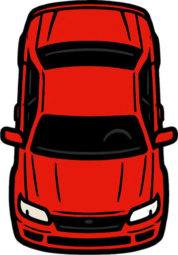 Red car bird's eye view.
In-Game asset.  2d.  High contrast.  No shadows