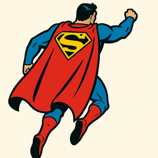 Believe me, Superman flies from behind.
In-Game asset.  High contrast.  No shadows