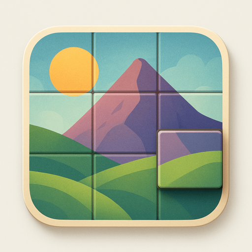 Modern App Store icon, high definition, square with rounded corners, for a game titled "Puzzle It" and with the description "A tile puzzle game where you reassemble a shuffled, randomly generated picture by sliding or swapping tiles to restore the original image.". No text on icon!