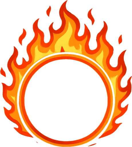 Cerceau enflammé.
In-Game asset.  2d.  High contrast.  No shadows