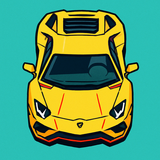 Bird view lamborghini car.
In-Game asset.  2d.  High contrast.  No shadows
