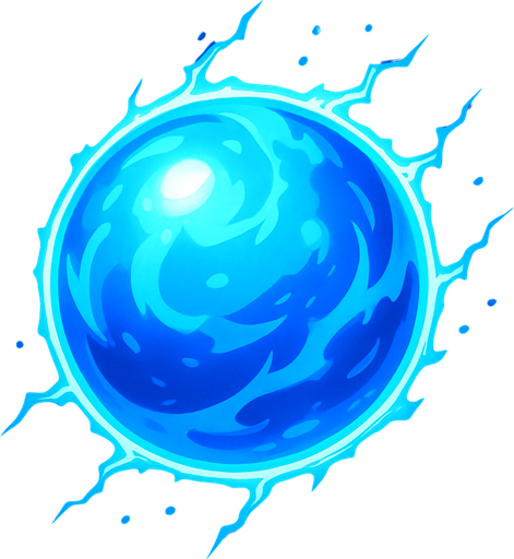 a blue energy ball.
In-Game asset.  2d.  High contrast.  No shadows