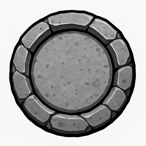 stone button, gray.
In-Game asset.  2d.  High contrast.  No shadows