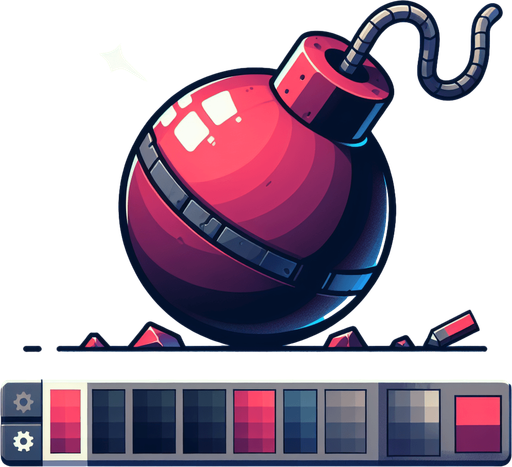 A bomb.
Single Game Texture. In-Game asset. 2d. Blank background. High contrast. No shadows.
