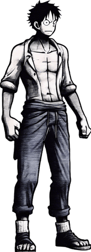 Replace the man with Monkey D. Luffy