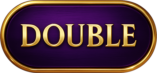 Crea un asset visual para el botón 'DOUBLE' (Doblar Apuesta) para la mesa de Blackjack de lujo.

Objetivo: Un botón claro y elegante que permita al jugador doblar su apuesta, coherente con la opulencia del casino.

Diseño:

Forma: Óvalo o rectángulo con bordes suaves, prominente y fácil de pulsar.

Texto Central: La palabra 'DOUBLE' (o 'DOBLAR') en mayúsculas, con tipografía audaz, limpia y elegante de casino.

Color: Base en un color que sugiera riesgo/recompensa, como un púrpura real o un dorado más oscuro, con acabado metálico o pulido.

Borde: Un borde brillante en dorado o plateado.

Efectos (si Upit lo permite):

Sutil efecto de relieve o biselado para darle profundidad.

Un ligero brillo o resplandor que lo haga destacar.

Textura que simule metal pulido o un material lujoso.

Fondo: Asset independiente con fondo transparente..
In-Game asset.  2d.  High contrast.  No shadows