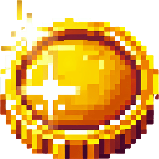 Pixel art style gold coin with shine, top-down view, 32x32, designed for arcade coin collection in a racing game".
Single Game Texture.  In-Game asset.  2d.  Blank background.  High contrast.  No shadows