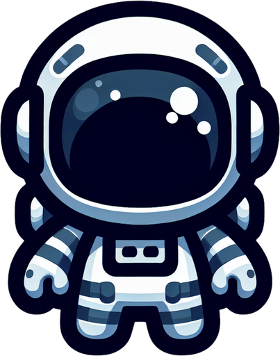 一个宇航员，卡通风格.
Single Game Texture. In-Game asset. 2d. Blank background. High contrast. No shadows.