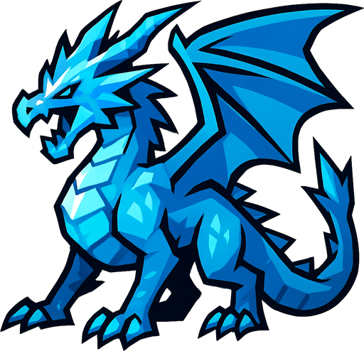 Dragon des glaces.
In-Game asset.  2d.  High contrast.  No shadows