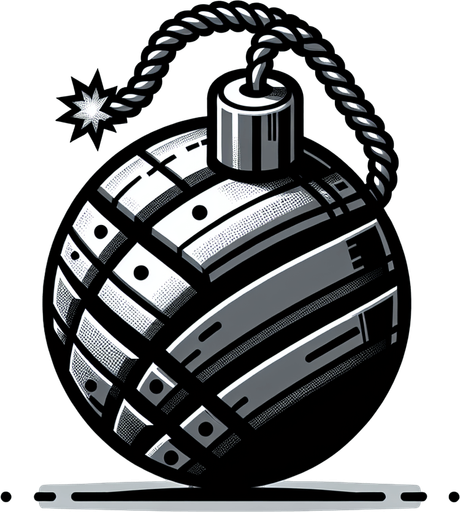 A bomb.
Single Game Texture. In-Game asset. 2d. Blank background. High contrast. No shadows.