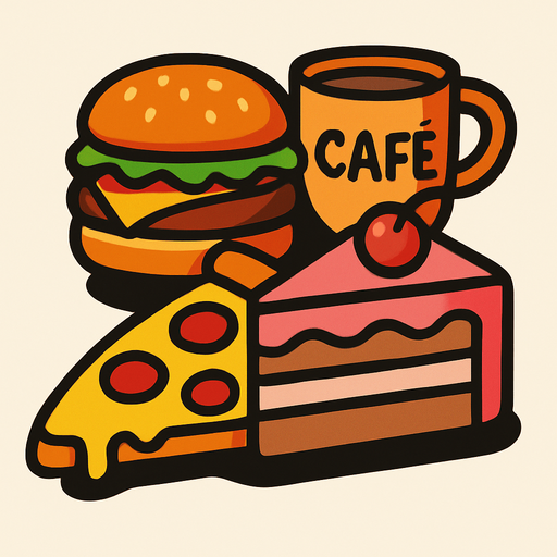 ultraburgerpizzacafecake.
In-Game asset.  2d.  High contrast.  No shadows