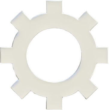 plain white basic gear icon. black background