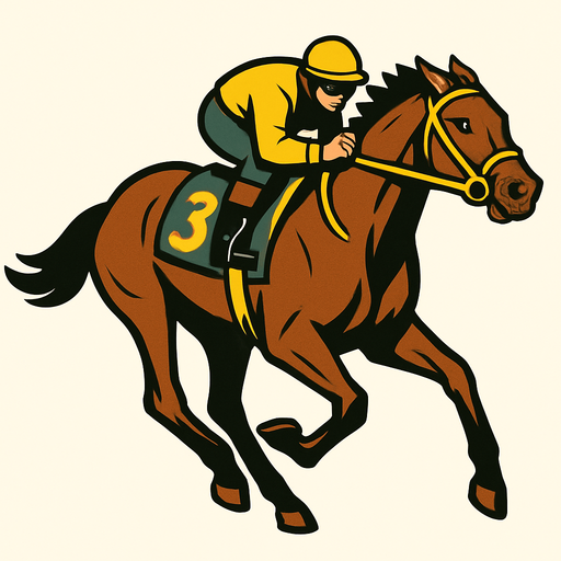 image of a racehorse.
In-Game asset.  2d.  High contrast.  No shadows