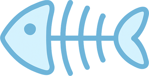 A simple ice blue fishbone icon, clean vector style, no background, minimal design, symmetrical and centered, soft lines, suitable for a 2D rhythm game UI element.
In-Game asset.  2d.  High contrast.  No shadows