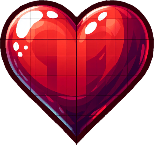 heart.
Single Game Texture. In-Game asset. 2d. Blank background. High contrast. No shadows.