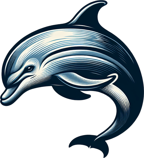 dolphin.
Single Game Texture.  In-Game asset.  2d.  Blank background.  High contrast.  No shadows