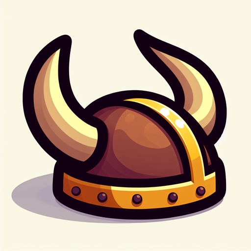 A horned Viking cap. Side profile. Cartoon..
Single Game Texture.  In-Game asset.  2d.  Blank background.  High contrast.  No shadows