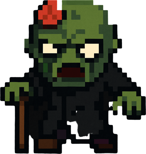 Agrégale una bata negra y un bastón, pixelart