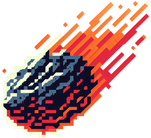 meteorite sprite old nintendo game.
2d.  Blank background.  High contrast.  No shadows