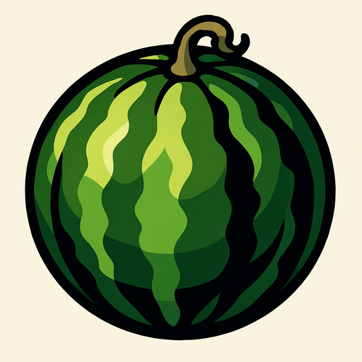 uncut watermelon.
In-Game asset.  2d.  High contrast.  No shadows