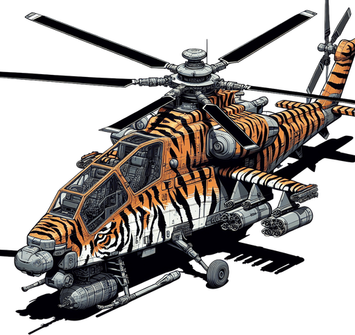 tiger stripe helicopter war.
Single Game Texture.  In-Game asset.  2d.  Blank background.  High contrast.  No shadows