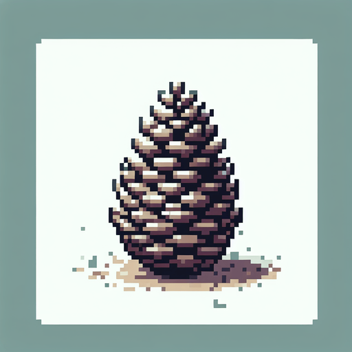 A pine cone. Pixelart. Single Game Texture. In-Game asset. 2d. Blank background. High contrast. No shadows.