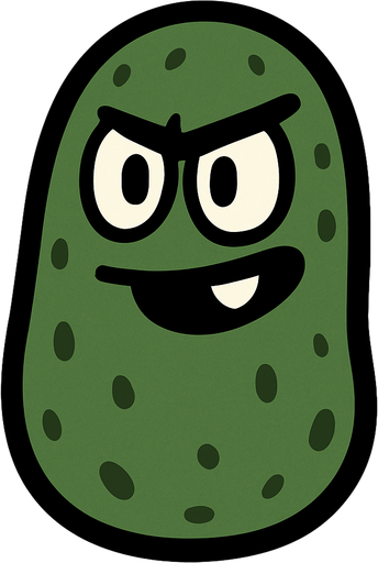 2d pickle like brotato character with no legs and no arms.
In-Game asset.  2d.  High contrast. brotato