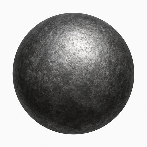 A Realistic İron Ball.No Shadows.
In-Game asset.  2d.  High contrast.  No shadows