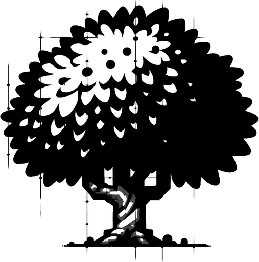 Tree, indie style, low resolution.
Single Game Texture. In-Game asset. 2d. Blank background. High contrast.