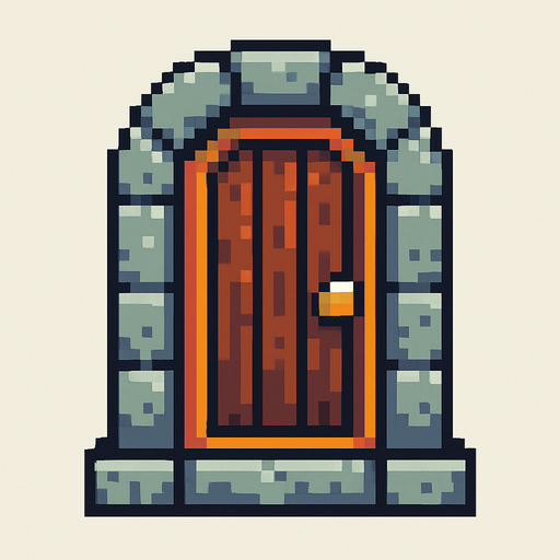 Pixel Art Door.
In-Game asset.  2d.  High contrast.  No shadows