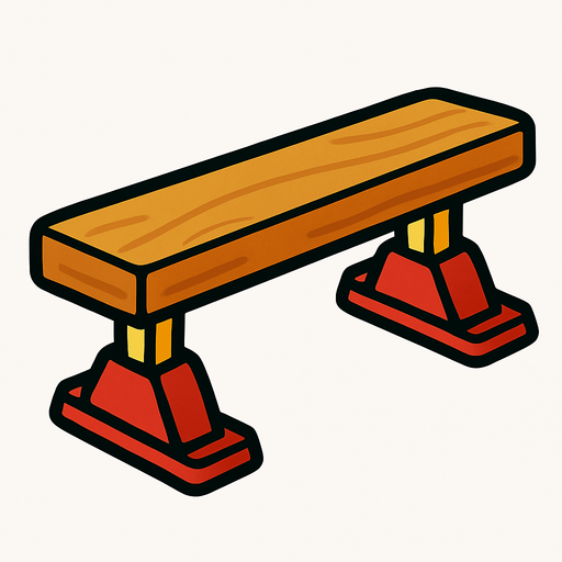 iki tarafında alttan destek olan atlama tahtası.
In-Game asset.  2d.  High contrast.  No shadows