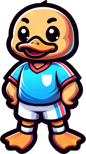 Duck in a jersey..
Single Game Texture. In-Game asset. 2d. Blank background. High contrast. No shadows.