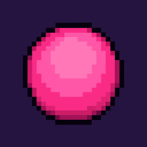 pixel art pink circle.
In-Game asset.  2d.  High contrast.  No shadows